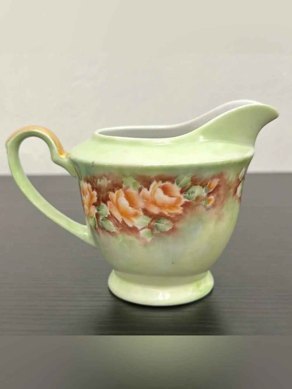 Mint Green Floral Adorned Vintage Creamer Pitcher